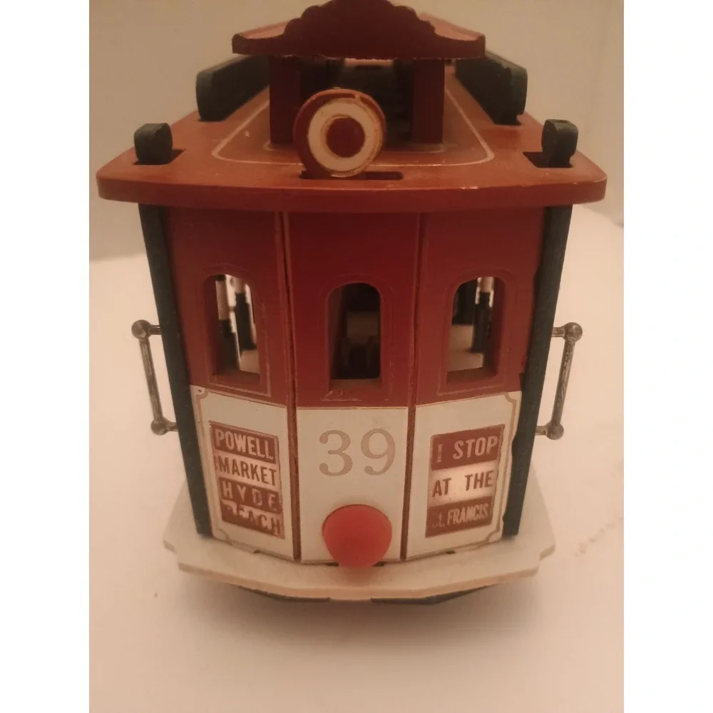Vintage Powell & Hyde Sts San Francisco Cable Car Wind Up Musical Box Car